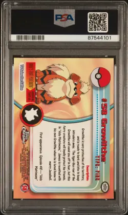 2000 Topps Chrome TV Growlithe #58 Pokemon PSA 9 - Image 2