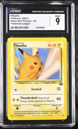 CGC 9 MINT Pikachu (snap) 26 Black Star Promo Wotc Pokemon League Pokemon Card - Image 1