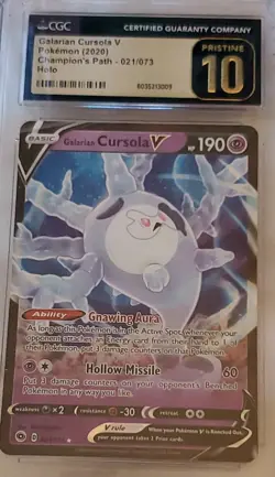 2020 Pokemon GALARIAN CURSOLA V Champions Path 021/073 CGC PRISTINE 10 Card - Image 1