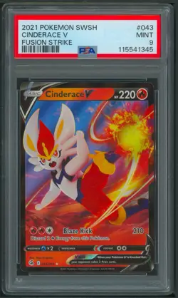 Pokemon SWSH Fusion Strike Cinderace V 43/264 PSA 9 - Image 1