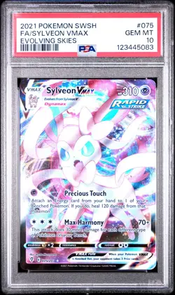 PSA 10 Sylveon Vmax Evolving Skies 075/203 GEM MINT Graded Pokemon Card - Image 1