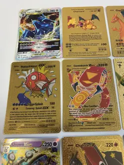 Pokemon Gold Metal Card Lot 16 Charizard Mewtwo VMAX GX Display Cards - Image 2