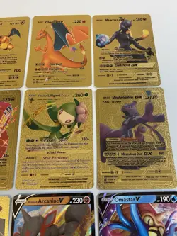 Pokemon Gold Metal Card Lot 16 Charizard Mewtwo VMAX GX Display Cards - Image 3