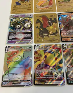 Pokemon Gold Metal Card Lot 16 Charizard Mewtwo VMAX GX Display Cards - Image 4