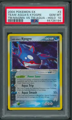 Pokemon EX Team Magma VS Team Aqua Team Aqua’s Kyogre Holo 3/95 PSA 10 - Image 1