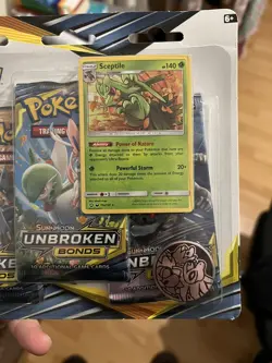 Sun & Moon Unbroken Bonds Sealed Triple Blister Pack - Sceptile Pokemon Card - Image 2