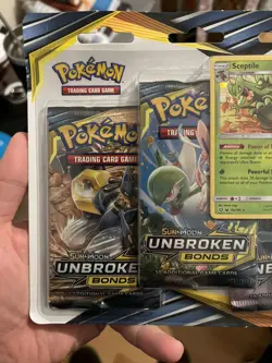 Sun & Moon Unbroken Bonds Sealed Triple Blister Pack - Sceptile Pokemon Card - Image 3