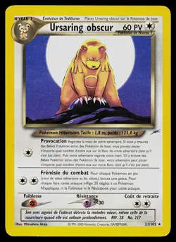 Pokemon Card - FRENCH Dark Ursaring Neo Destiny 21/105 Rare - Image 1