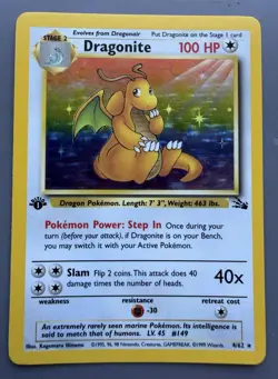 Pokemon Dragonite 4/62 Holo Fossil 1st Edition NEVER PLAYED Grade It! - Image 1