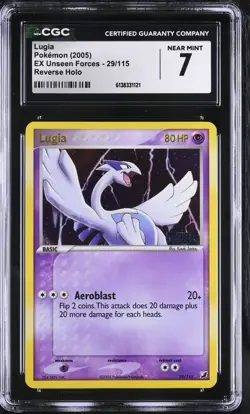 CGC 7 Lugia 29/115 Reverse Holo Stamped EX Unseen Forces Pokemon Card - Image 1