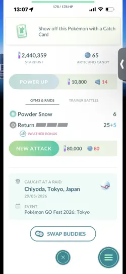 Pokemon Go Shiny Legendary Articuno ( Purifed ) ( Tokyo Background) ( High CP ) - Image 2