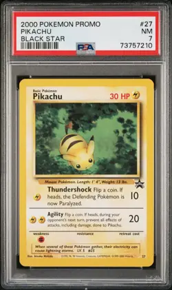 2000 Pokemon TCG Pikachu #27 Black Star Promo Regular PSA 7 NM - Image 1