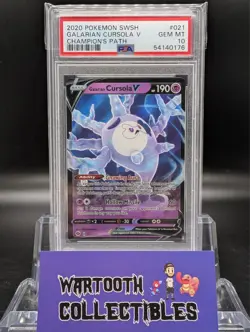 2020 Pokemon SWSH GALARIAN CURSOLA V Champions Path #21 PSA 10 GEM MINT - Image 1