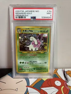 Pokemon 2000 Japanese Neo #154 Meganium-Holo Card PSA 9 - Image 1