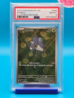 PSA 8 - 2025 POKEMON PFL EN-PHANTASMAL FLAMES 096 NYMBLE ILLUSTRATION RARE - Image 1