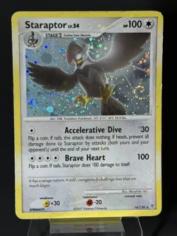INSANE HOLO BLEED SWIRL🌀 Staraptor 16/130 Diamond and Pearl Holo Pokemon TCG HP - Image 1