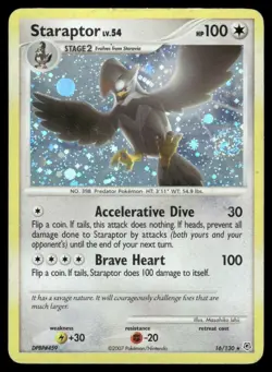 INSANE HOLO BLEED SWIRL🌀 Staraptor 16/130 Diamond and Pearl Holo Pokemon TCG HP - Image 2