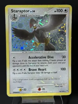 INSANE HOLO BLEED SWIRL🌀 Staraptor 16/130 Diamond and Pearl Holo Pokemon TCG HP - Image 5
