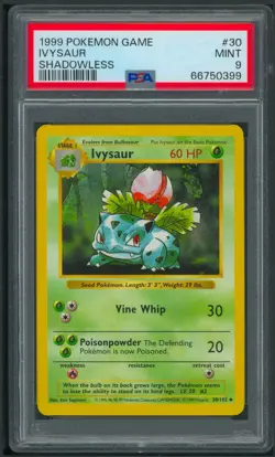 Pokemon Base Set Shadowless Ivysaur 30/102 PSA 9 - Image 1