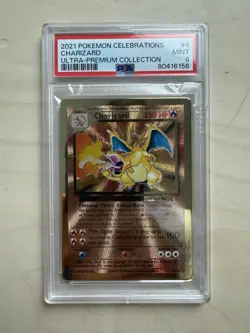 Pokemon Charizard Celebrations Ultra-Premium Coll. Gold Metal Promo #4 PSA 9 - Image 1