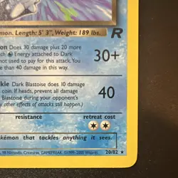 Pokemon TCG Dark Blastoise 20/82 Team Rocket Unlimited Rare Non-Holo - Image 5
