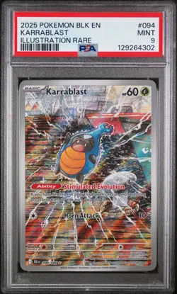 KARRABLAST #094 ILLUSTRATION RARE 2025 POKEMON BLK EN BLACK BOLT PSA 9 MINT - Image 1