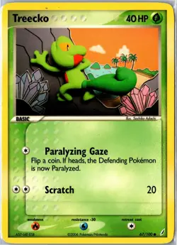 Pokemon Card - Treecko 67/100 Crystal Guardians Common Heavily Played - Image 1