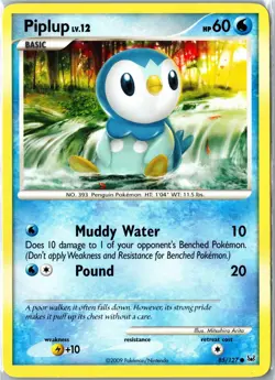Pokemon Card - Piplup Platinum 85/127 2009 Common Lightly Played - Image 1