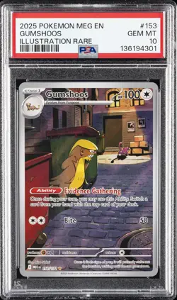 2025 POKEMON MEG EN-MEGA EVOLUTION ILLUSTRATION RARE #153 GUMSHOOS PSA 10 - Image 1