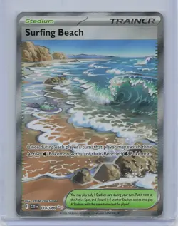 Surfing Beach 114/086 Ultra Rare ME04: Chaos Rising Pokemon Near Mint - Image 1