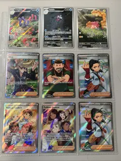 Pokemon TCG Paldean Fates Illustration Rare & Full Art Trainer Binder Page Lot - Image 1