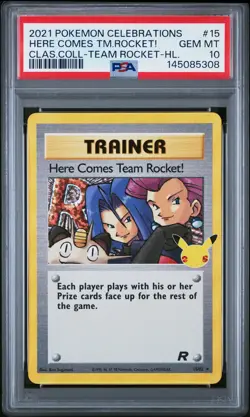 2021 POKEMON CELEBRATIONS CLASSIC COLL #15 HERE COMES TEAM ROCKET!-HOLO PSA 10 - Image 1