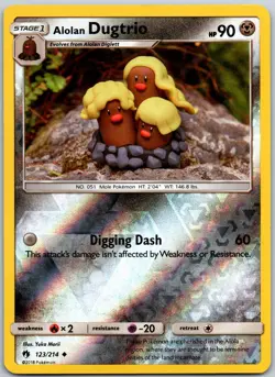 Alolan Dugtrio 123/214 Reverse Holo Uncommon Lost Thunder Near Mint - Image 1