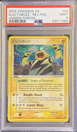 PSA 9 Electabuzz EX Reverse Holo Rare 22/115 Pokemon EX Unseen Forces MINT - Image 1