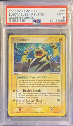 PSA 9 Electabuzz EX Reverse Holo Rare 22/115 Pokemon EX Unseen Forces MINT - Image 2