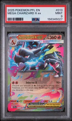 2025 POKEMON - MEGA CHARIZARD X EX 013 - PFL EN-PHANTASMAL FLAMES - PSA 9 - Image 1