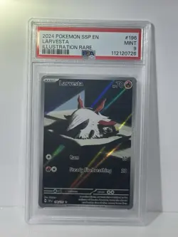 2024 Pokemon SSP EN #196 - Larvesta Illustration Rare PSA Mint 9 - Image 1