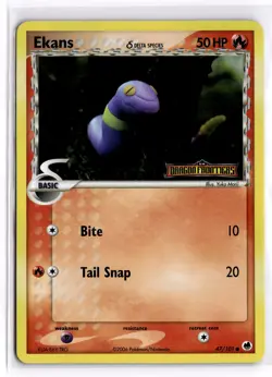 Pokemon TCG Ekans (Delta Species) 47/101 Dragon Frontiers Common Reverse Holo - Image 1