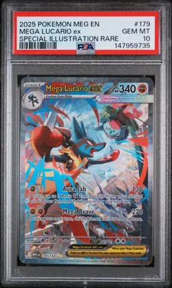 2025 POKEMON MEG EN-MEGA EVOLUTION #179 MEGA LUCARIO EX PSA 10 - Image 1