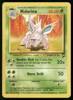Nidorino 54/130 Uncommon Base Set 2 Pokemon Damaged - Image 1