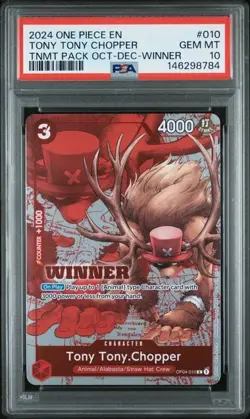 2024 One Piece Tony Tony.Chopper TNMT Pack Oct-Dec-Winner PSA 10 OP04-010 GEM - Image 1
