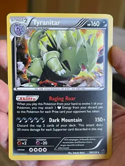 POKEMON TYRANITAR 56/124 RARE COSMOS HOLOFOIL FATES COLLIDE NM CARD - Image 1