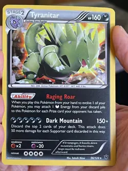 POKEMON TYRANITAR 56/124 RARE COSMOS HOLOFOIL FATES COLLIDE NM CARD - Image 3
