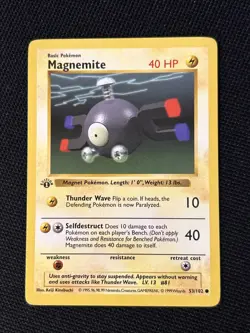 Magnemite 53/102 (1st Edition) *Near Mint* (Shadowless) ‘Never Played Card’ - Image 1