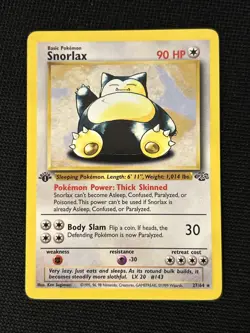 Pokemon Snorlax 27/64 (1st Edition) *Near Mint* Jungle ‘Never Played Card’ - Image 1