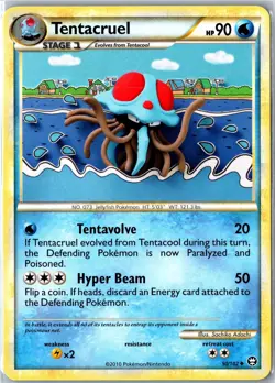 Pokemon Card - Tentacruel HGSS Triumphant 50/102 2010 Uncommon Lightly Played - Image 1