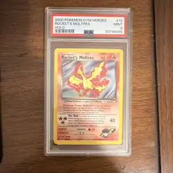 Wizards of the Coast Pokemon TCG Gym Heroes Rocket's Moltres 12 Holo PSA 9 - Image 1