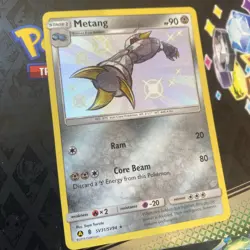 Pokemon Shiny Metang SV31/SV94 Hidden Fates Rare Holo - Image 1
