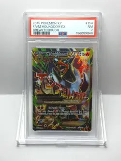 2015 POKEMON XY BREAKTHROUGH #154 FULL ART/M HOUNDOOM EX PSA 7 - Image 1