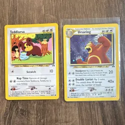 Nintendo Pokemon TCG Neo Discovery Teddiursa 65/75 Ursaring 15/75 Lot - Image 1